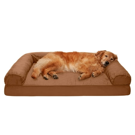 UPC: 0842229124910 | FurHaven Pet Products | Full Support Orthopedic Quilted Sofa Pet Bed for Dogs & Cats – Toasted Brown Jumbo