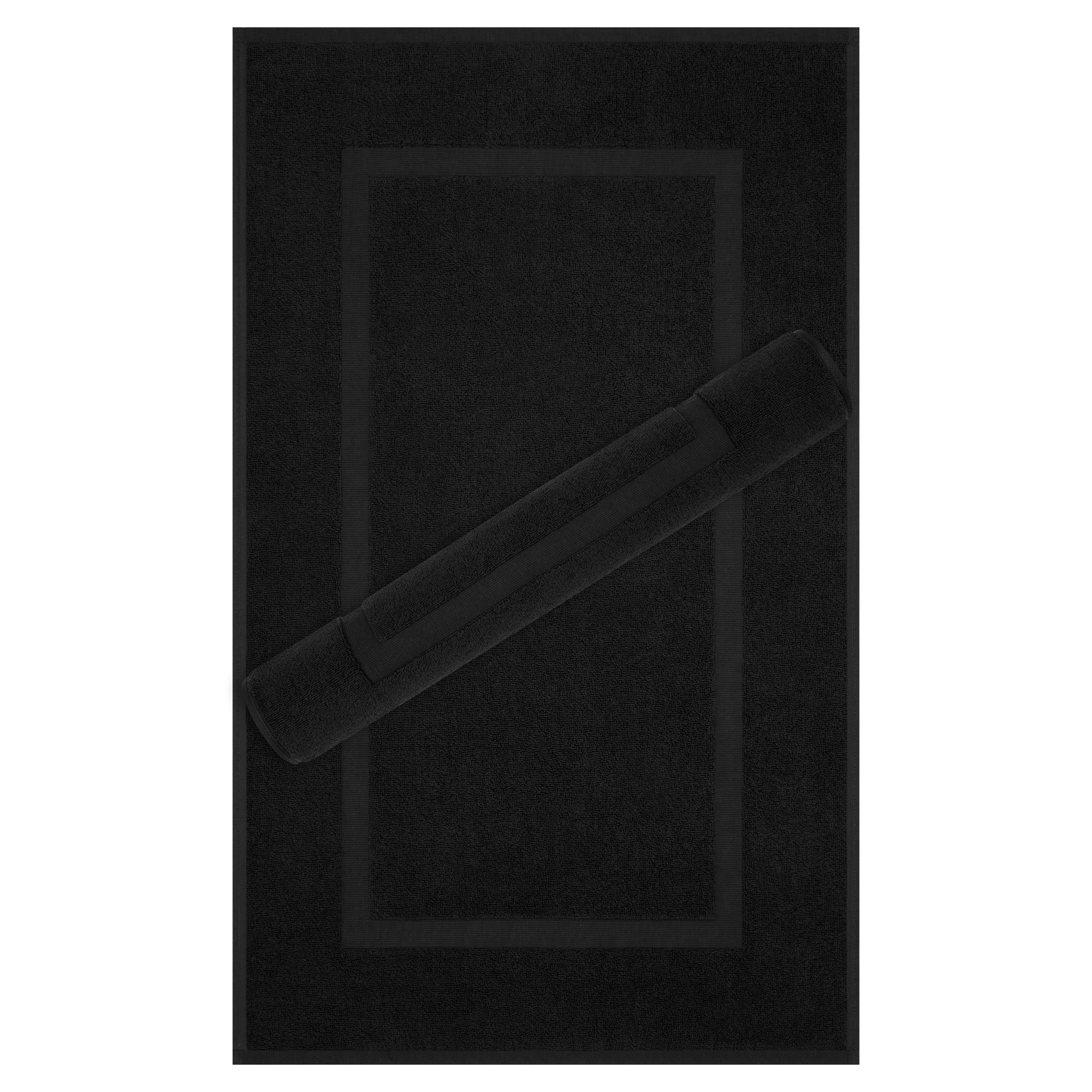 Cotton Paradise 100% Cotton Bath Mats for Bathroom Floor Set of 2 Pack, 20x34 Soft Absorbent Washable Quick Dry Tub Bathmat, Black