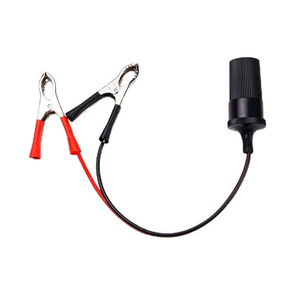 12V Battery Clamp Terminal Clip-on Car To Cigarette Lighter Adapter Plug, T5J1