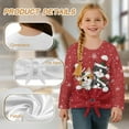 thumbnail image 6 of Xoenoiee Christmas Cat Snowflake Print Kids Crop Tops Girls Long Sleeve Tee Shirts Xmas Fall Clothes Loose Fit Sweatshirt Pullover Top with Tie Front, 7-8 Year, 6 of 7
