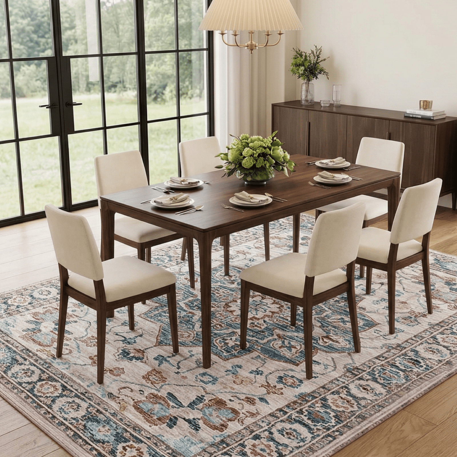 Kelno 8'x10'Area Rug Floor Mat Living Room Rug Washable Low Pile Indoor Carpet Vintage Non-slip Soft Rug,Blue&Red