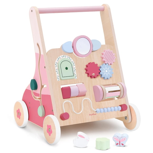 PairPear - Caminante de madera para bebé, color rosa