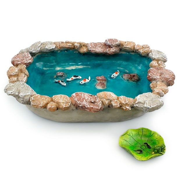 Nw Wholer Fairy Garden Miniature Koi Pond 8 Inches For Gardens Enchanted Dollhouseiniature Gnome Com Fairy Garden Miniature Koi Pond, Enchanted Garden Water Fountain Parts And Functions