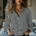 thumbnail image 2 of Yigetop Women Button Down Shirt, Women's Fashion Spring Summer Casual Long Sleeve Loose Shirt Top Womens Long Sleeve Button Down Shirts Grey M, 2 of 9