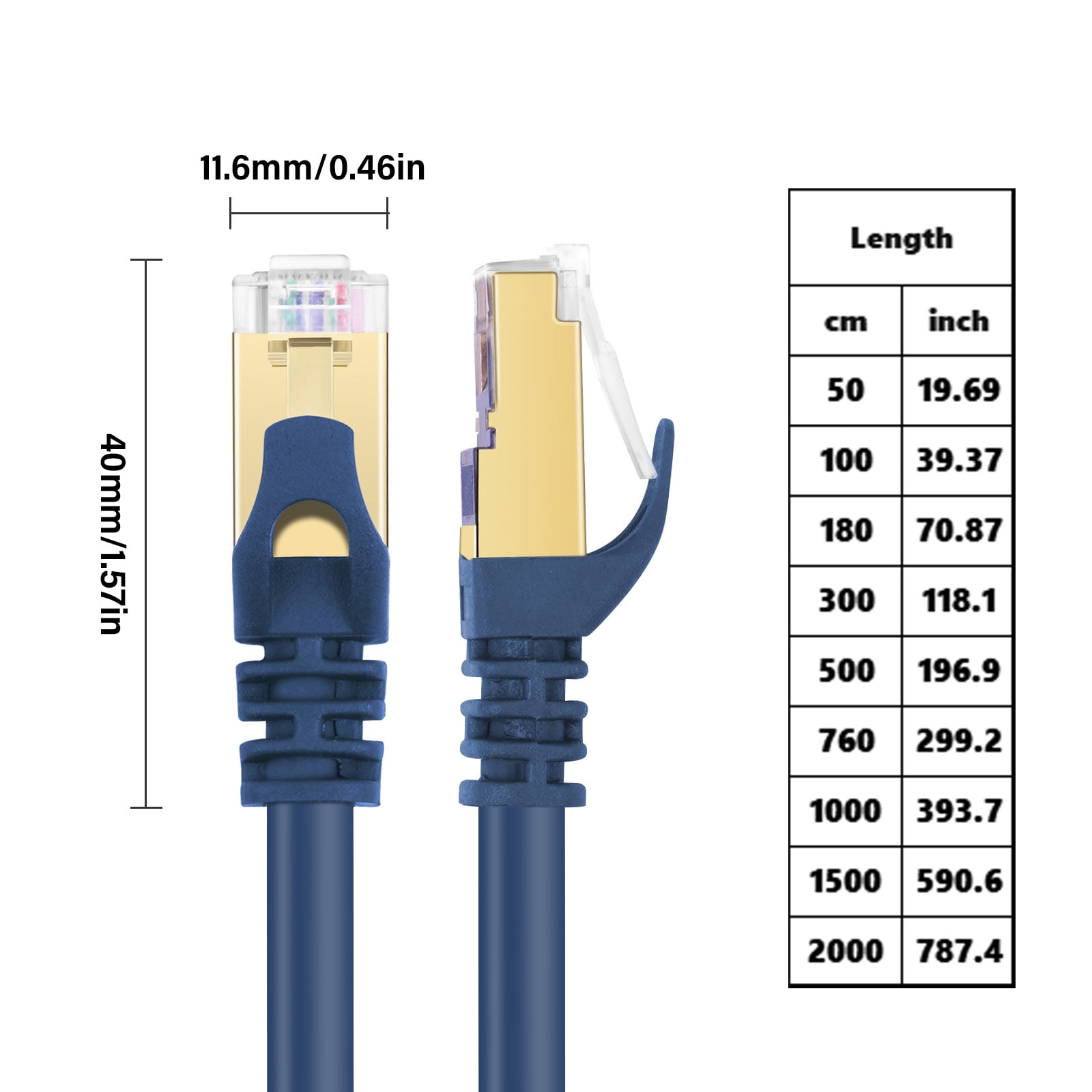 Cat8 Ethernet Cable, Fast Speed Flat Gigabit Networking Cable, 40Gbps 2000Mhz Internet Patches Cord for Router