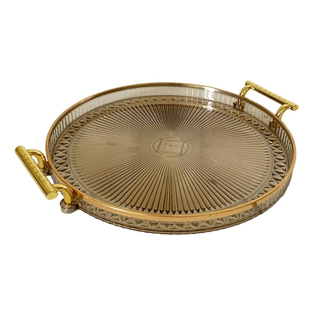 Bandeja para servir con asas, plato antideslizante multiusos, soporte para taza de té, bandeja de comida para oficina, vestidor, baño, entretenimiento marrón