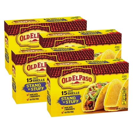 (4 Pack) Old El Paso Stand 'N Stuff Shells, 15 Count, 7.1 (Best Store Bought Taco Shells)