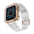 thumbnail image 1 of Sport Case with Strap for Apple Watch SE 6 7 41 mm 45mm 40mm 44mm 42mm 38mm Silicone Soft Bracelet Accessories cover Band for iWatch series 5 4 3 2 1 - White Rose Gold, 1 of 10