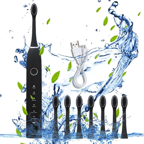 Xihbxyly Cepillo de Dientes Eléctrico, 8 Cabezales, 6 Modos de Limpieza, Resistencia Al Agua Ipx7, Carga Rápida, Batería de Larga Duración, Limpieza Suave, Recargable Por Usb, 60 Días de Uso, para Us