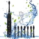 thumbnail image 1 of Juego de cepillo de dientes eléctrico - 8 cabezas de cepillo, 6 modos de limpieza, impermeable IPX7, actualizado, larga vida útil, carga rápida, negro, 1 of 9