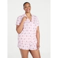 thumbnail image 2 of Joyspun Women’s Pointelle Knit Notch Top and Shorts Pajama Set, 2-Piece, Sizes XS-3X, 2 of 6