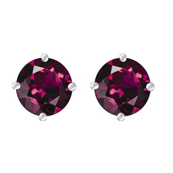 Sterling Silver with Natural Rhodolite Garnet Stud Earrings