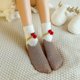 thumbnail image 3 of Mujer Niñas Navidad Lindo Coloer Raya Papá Noel Estampado Espesar Coral Polar Mantener Caliente Calcetines Sox, 3 of 3