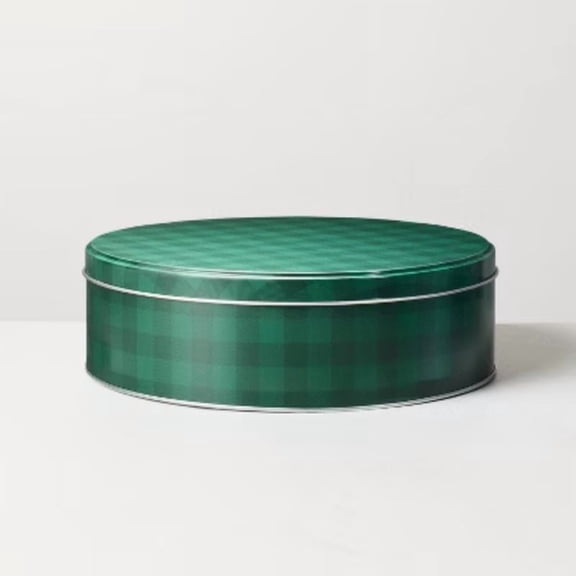 3.2L Medium Gift Tin Green Gingham