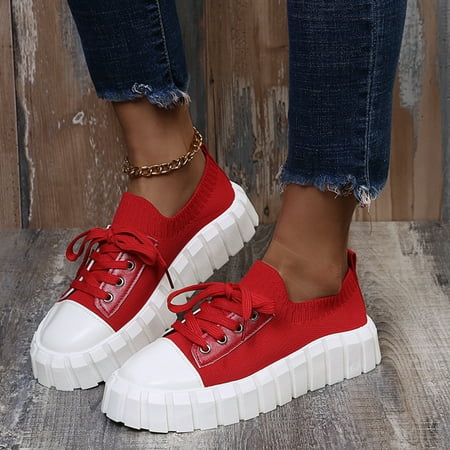 

Lightweight Comfortable Lace Up Women s Sole Fashion Solid Sneakers Color Soft Platform Shoes Women s Sneakers Note Please Buy One Or Two Sizes Larger