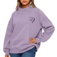 thumbnail image 3 of LWavelet Mock Neck Sweatshirt For Women | Oversized Turtleneck Sweater, double heart GraphicLong Sleeve Pullover Tops, Fall winter Fashion Clothes White XL, 3 of 4