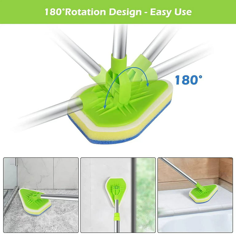 3 In 1 Scrub Cleaning Brush with Extendable Handle 180 Degree Rotatable  Shower Tub Tile Scrubber Brush Household Cleaning Tools