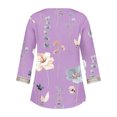 thumbnail image 4 of ICHUANYI Clearance Women's Sexy Fashion Casual V-neck Printed Loose Medium And Long Sleeve Top(Purple, L) ICHUANYI WER2023081509306, 4 of 4