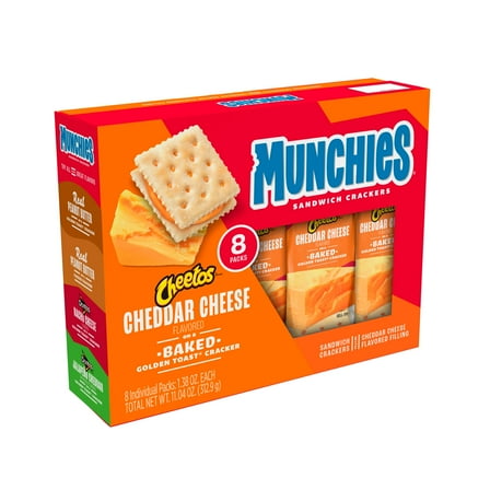 Munchies Cheetos Cheddar Cheese Sandwich Crackers, 1.38 oz Packs, 8 Count
