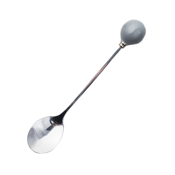MUSEYA Ceramic Handle Stainless Steel Mini Spoon for Dessert Coffee Tea at Home 6 Pieces Grey