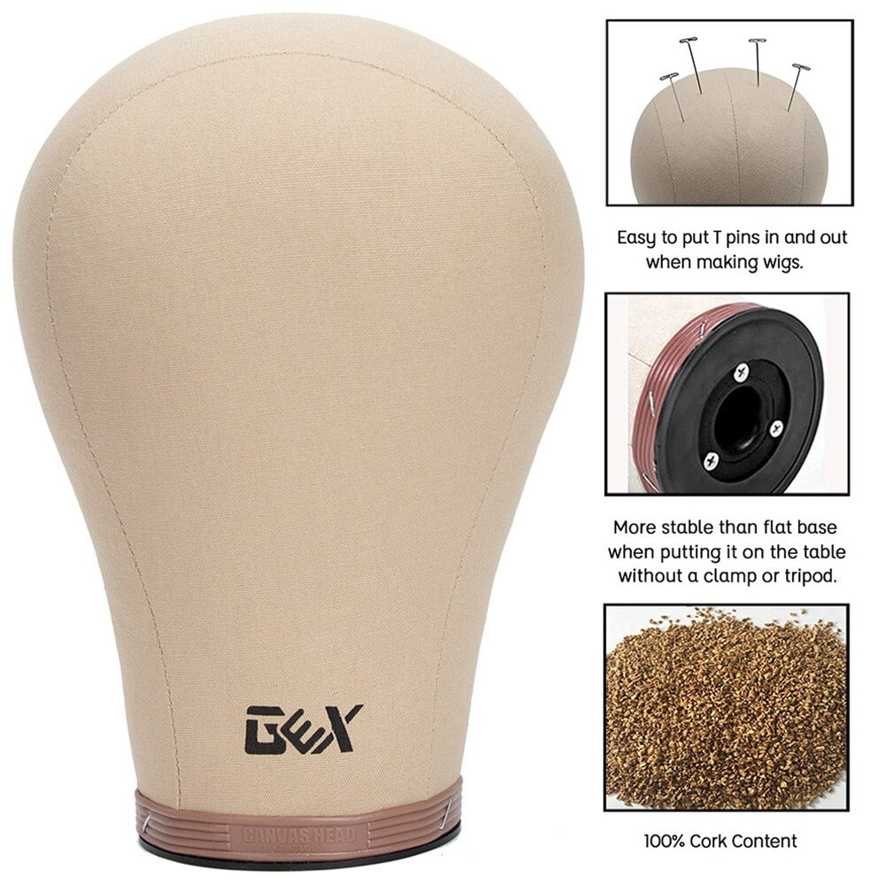 24/'/' Cork Canvas Block Mannequin Head Wigs Making w// Adjustable Tripod Stand