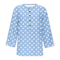 thumbnail image 4 of Pincandy Women's Printed Button 3/4 Sleeve T-shirt Tops V Neck Polka Dot Graphic Tees Shirts Button Three Quarter Length Dressy Blousess,Sky Blue,M, 4 of 7