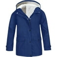 thumbnail image 5 of SUXIAN Girls Winter Jacket All Weather Lined Raincoat Windbreaker Hooded for Outdoor Hiking Camping Thermal Navy 11-12 Years, 5 of 8