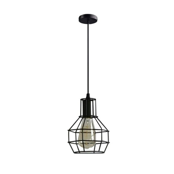 Metal Country Style Ceiling Pendant Lamp Chandelier for Restaurant and Coffee Shop Decoration - Type D, Excluding Light Bulb (Black)