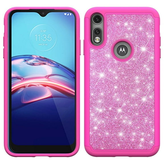 GSA Glitter Bling Diamond Hybrid Case For Motorola Moto E (2020) - Hot Pink