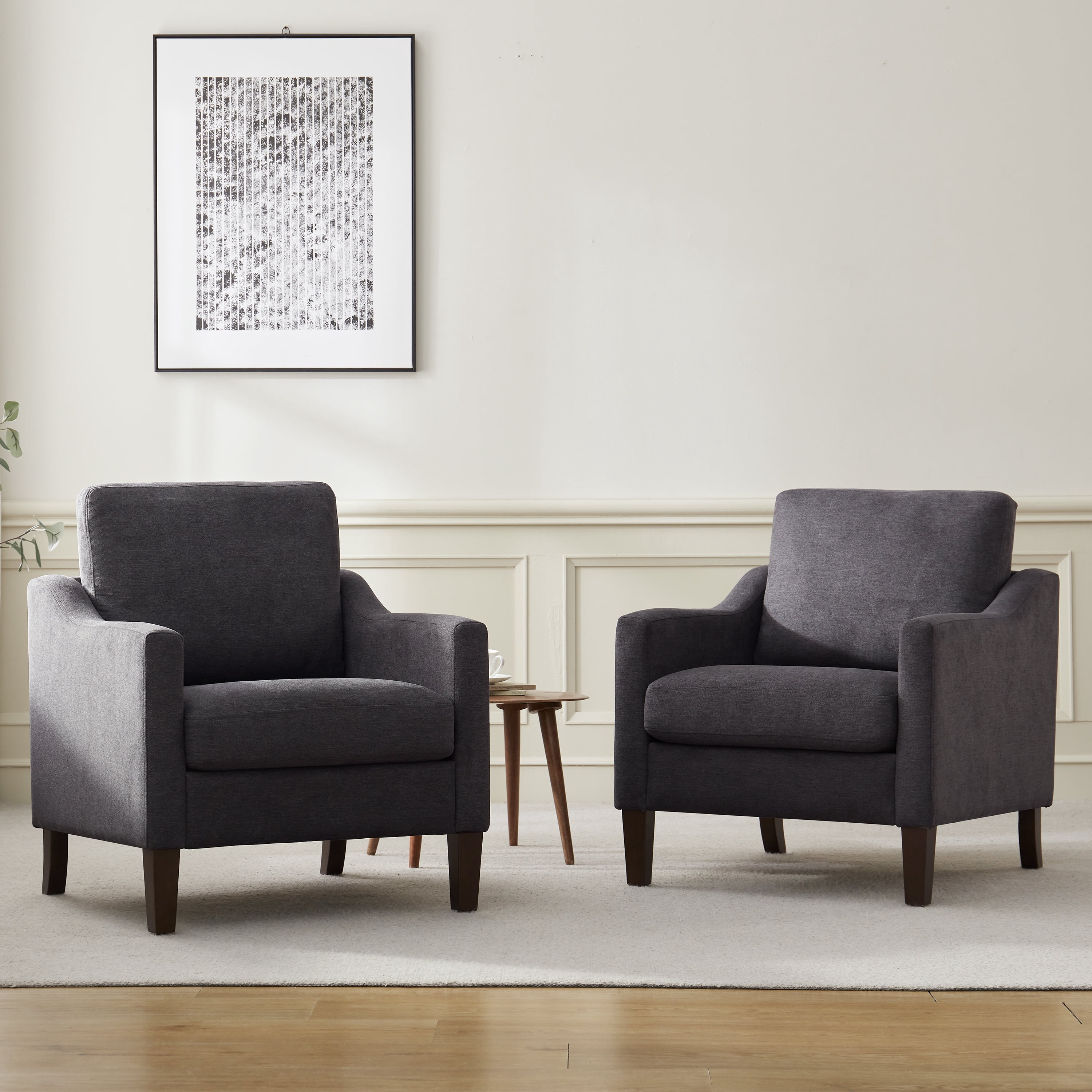 Vknow Furniture Mid Century Modern Upholstered Accent Chair for Living Room and Bedroom,Gray