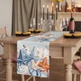 thumbnail image 2 of Table Runners 72 Inches Long Dress Scarves, Blue Coastal Farmhouse Kitchen/Dining Table Runner, Coffee Tablerunners, Summer Beach Starfish Weeping Eucalyptus Vintage 16x72 Inch, 2 of 9