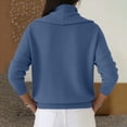 thumbnail image 4 of Dwralegc Cowl Neck Sweater for Women Trendy Solid Color Cowl Neck Knitted Pullover Jumper Blouses Long Sleeve Lightweight Autumn and Winter Sweaters Blue L, 4 of 5