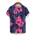 thumbnail image 4 of Fnnxeal Mens Hawaiian Shirt Camp Shirt Short Sleeve Button Down Floral Print with Pocket Polyester Spandex Stretch Watermelon Red Summer Beach,Size S, 4 of 6
