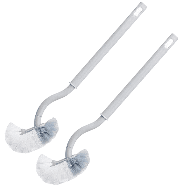 Cepillo para inodoro de baño, cepillo de inodoro de diseño curvo para limpieza profunda debajo del borde, cepillo limpiador de inodoro compacto fácil de usar para baño, paquete de 2 Jormftte CPB-DE-WX18-1