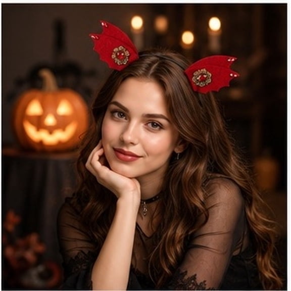 NUOLUX Cosplay Headband Bat Ears Hair Hoop Red Costume Accessory