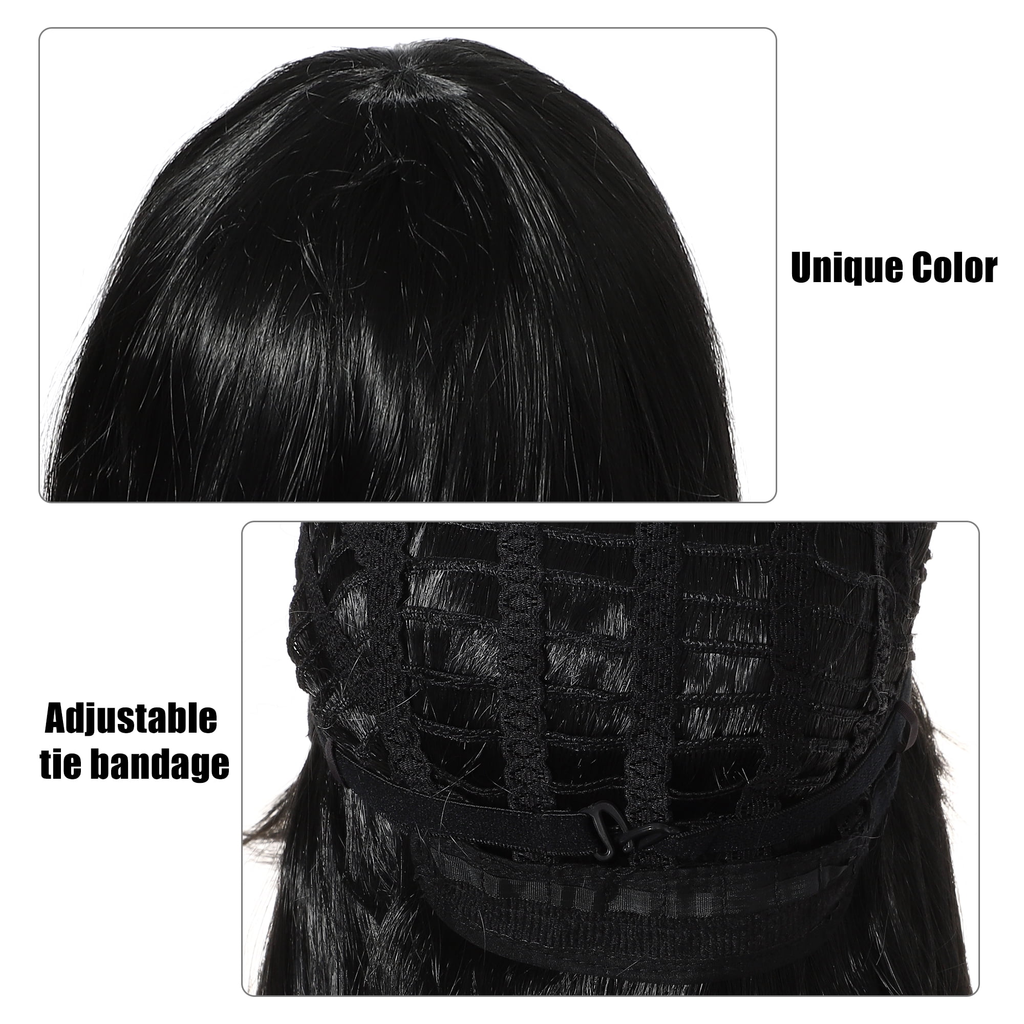 Unique Bargains Human Hair Wigs for Women 12" Black Bob Wig with Wig Cap