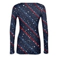 thumbnail image 6 of Women's Casual Fashion Round Neck Independence Day Print Long Sleeve Ribbed Top Dark Blue S, 6 of 6