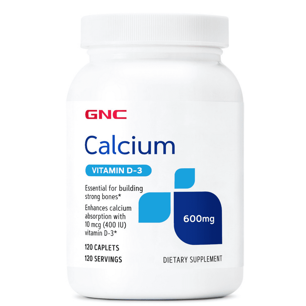GNC CALCIUM PLUS VITAMIN D3, 120 Tablets, 600 mg Calcium and 400 IU