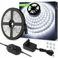 thumbnail image 1 of Kit de tira de luces LED de color blanco frío, 12 V, 1200 lm, 300 LED, regulable, 6000 K, autoadhesivo, ideal para iluminación de muebles, escaleras, dormitorios y cocinas, 1 of 5