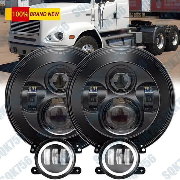 For Freightliner Century Class 00-11 7" LED Headlights 4" LED Fog Light Combo
