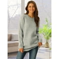 thumbnail image 3 of DARING DIVA Round Neck Pullover Long Sleeve Casual Sweater S Grey, 3 of 8