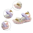 thumbnail image 4 of WEIGFI Child Toddler Girls Sandals Open Toe Patchwork Summer Fashion Outdoor Soft Sole Breathable Wear Comfort Casual Walking Adjustable Strap Lovely Party Slipper,Pink,7-8 Years, 4 of 9