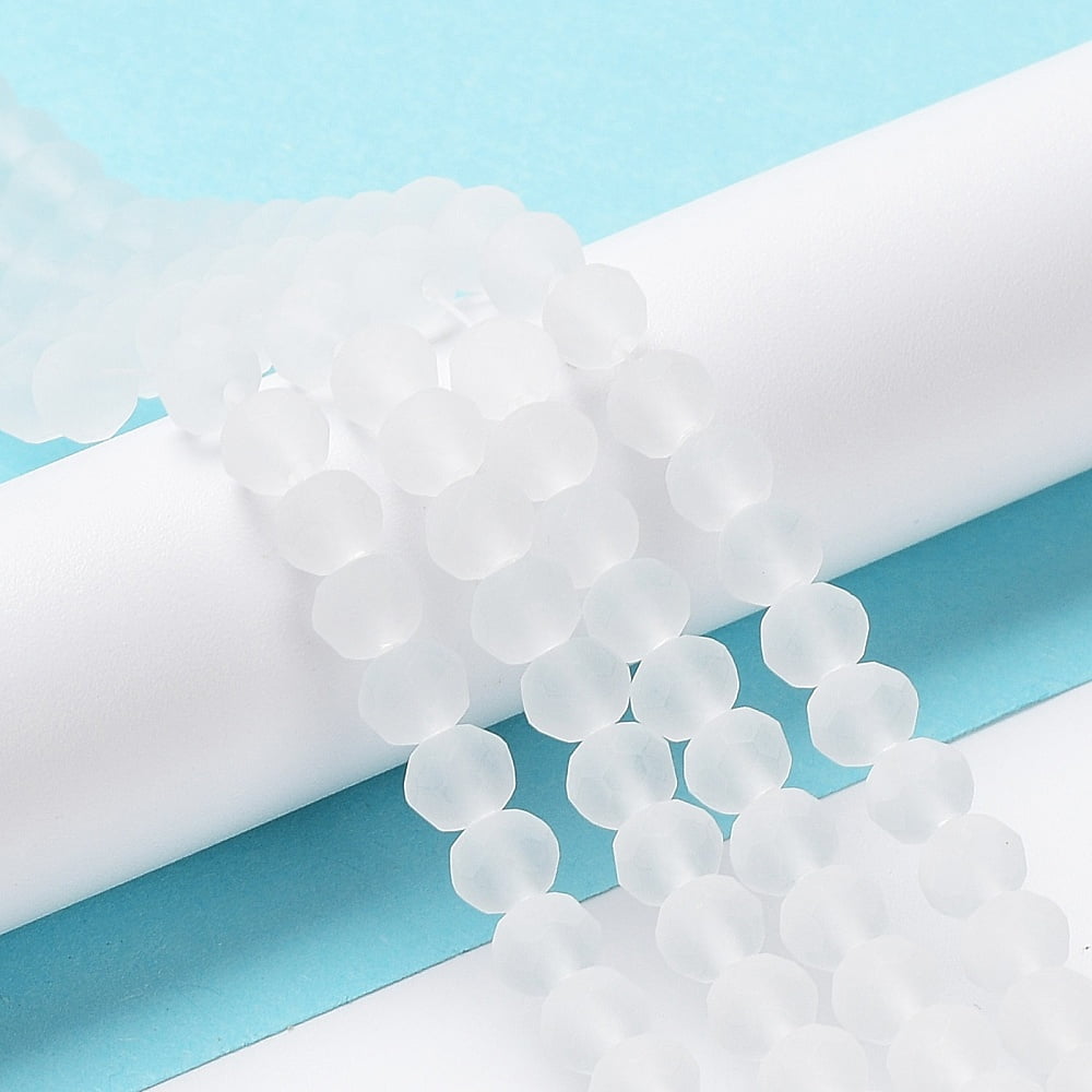 Transparent Glass Beads Strands Faceted Frosted Rondelle WhiteSmoke 10mm Hole: 1mm about 63~65pcs/strand 49~50cm
