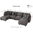 thumbnail image 4 of LLappuil Modular Sectional Sofa, 6 Seat Corduroy Sectional Sofa with Storage, 6 Back Cushion 6 Throw Pillow Gray, 4 of 8