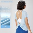 thumbnail image 3 of Ropa deportiva y fitness de alta gama para mujer, de manga corta, ligera, transpirable, para pilates, yoga, primavera y verano, 3 of 4