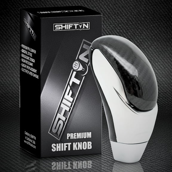 SHIFTIN Black Carbon Leather Gear Shift Knob for Toyota Lexus Acura Mazda Scion Chrysler