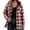 Red, variant on Women's Plaid Hooded Shacket Button Down Fleece Lined Flannel Jacket Casual Outerwear with Pockets for Fall Winter Daily Wear