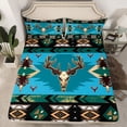 thumbnail image 2 of jejeloiu Boho Tribal Full Size Sheets,Bohemian Bull Skull Bed Sheets,Black Green Black Sheet Sets For Boys Teens,Microfiber Bedroom Decor,4-Piece, 2 of 7