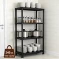 thumbnail image 2 of 4-Tier Plastic Storage Shelving Unit , Indoor/Outdoor  Storage Organization Rack for Pantry, Office, Closet and laundry room, Heavy Duty Storage Rack for Garage, Black, 2 of 4