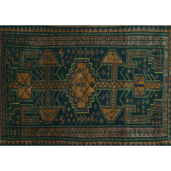Ahgly Company Machine Washable Indoor Rectangle Persian Turquoise Blue Traditional Area Rugs, 5' x 7'